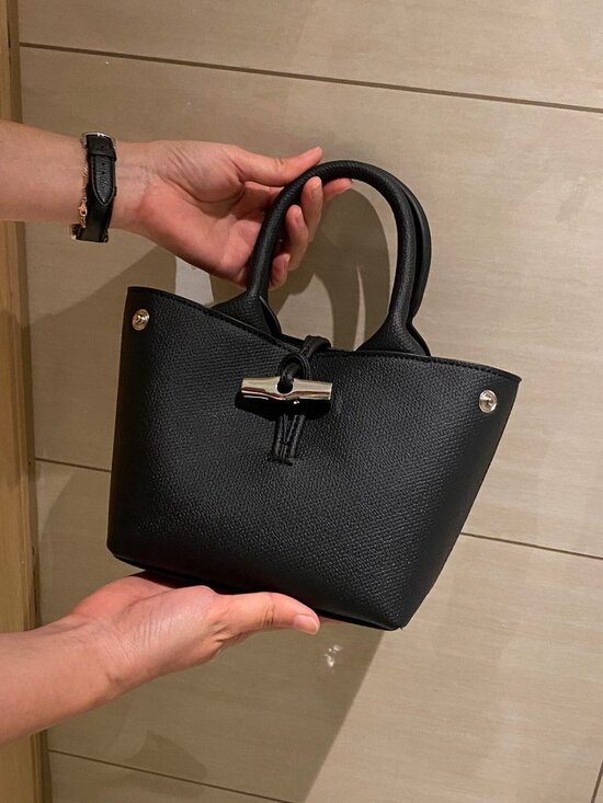 Longchamp Handbags - Longchamp Le Roseau Extra Small Black Leather Mini Tote Bag